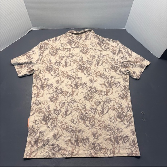Macade Golf Concept Taylor Flower Beige Camp Polo Shirt Men's Sz L - Picture 8 of 9
